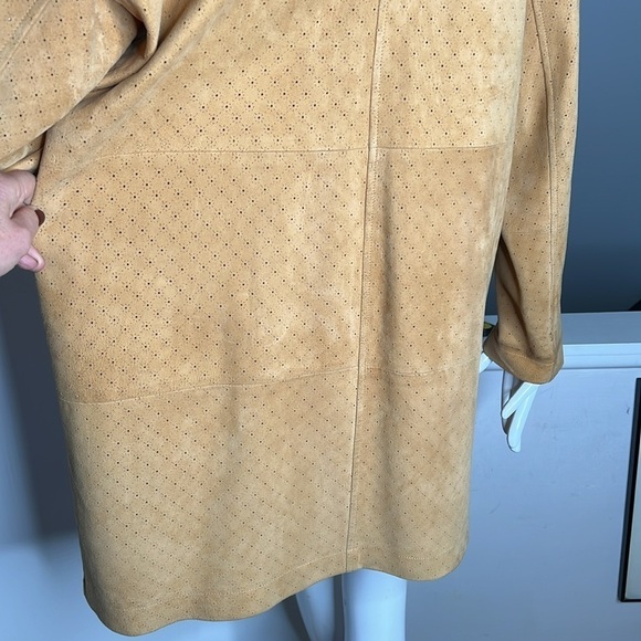 Revillon Paris Sz 40 Nubuk Laser Perforated Suede Leather 3/4 Coat Jacket - Picture 8 of 12